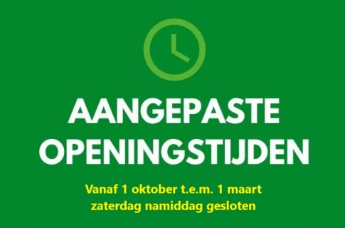 Aangepaste openingsuren op zaterdag